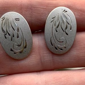 Vintage Silver Tone Etched Cufflinks